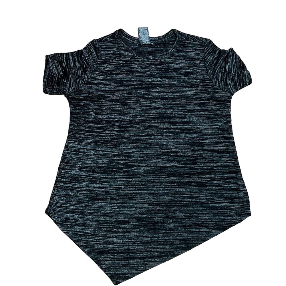 Chelsea & Theodore Women’s Medium Charcoal Gray Oversized Sharkbite Hem Top